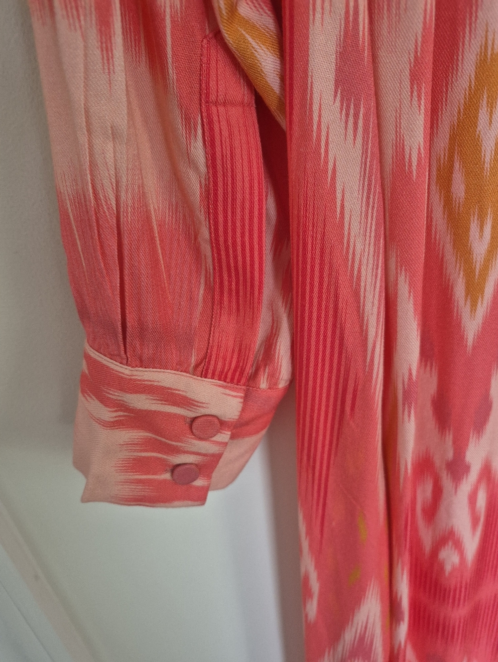 Figue Dress Margaux Salome Ikat Sunset Coral Tassel Kaftan Size L - Picture 11 of 16